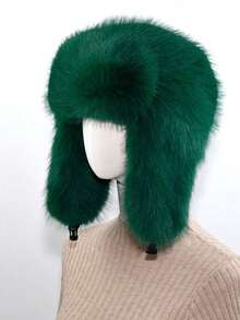 1pc Thick Faux Fur Trapper Hat, Hat And Scarf Set Suitable Autumn/Winter Outdoor Activities, Warm & Versatile Hiking, Skiing, Cycling And Daily Wear, Retro Acrylic Bucket Hat, Thermal Lined Hat, Halloween - A - 查看 9