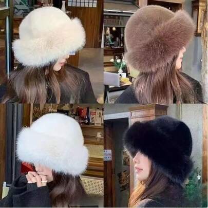 Elegant Women's Faux Fur Hat - A Warm And Comfortable Thick Mongolian-Style Hat With Ear Protection, Fashionable And Simple Design, Good Fit, Very Suitable For Outdoor Activities In Cold Weather, And An Excellent Holiday Gift.