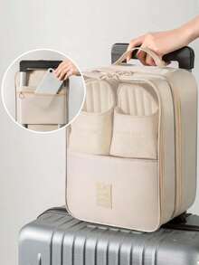 2-In-1 Travel Shoe Storage Bag - Large Capacity Hanging Storage Box With Mesh Side Pockets, Space Saving Design, Machine Washable Polyester, Shoe Storage Box, Shoe Storage Bag For Business Travel, Portable Luggage, Shoe Bag, Shoe Cover Storage Box