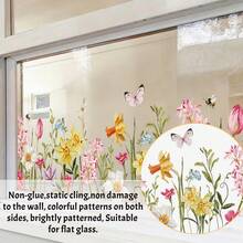 1pc Spring Floral & Bird Window Sticker, Made Of Static Cling Film With Butterfly & Bouquet Pattern, Suitable For Glass Surfaces, Reusable, Great For Kitchen Sliding Doors And Home Decor - Multicolor - View 11