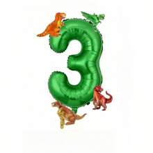 5 Stück Dinosaurier Grüne Zahl Ballons, 32 Zoll extra große grüne Folien-Zahl Ballons mit 4 Mini Dinosaurier Ballons, gemischte Farbe Gummi Dinosaurier Film Ballon Set, geeignet für Geburtstags-Party Dekoration, 1. Geburtstag, Weihnachtsdekoration - Grün - Übersicht 12