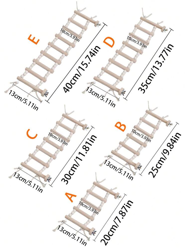 1pc Parrot Rope Climbing Ladder Rotating Perch Wooden Rope Bridge Stand, Educational Bird Supplies, Bird Cage Accessories, Parrot Toy - Rope Ladder - View 2