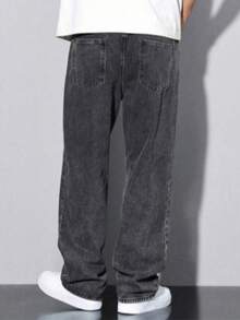 Balao Men's Jeans 100% Denim With Button Streetwear Style All Loose Pocket Zipper Button Halloween Christmas - màu xám đậm - Xem 2