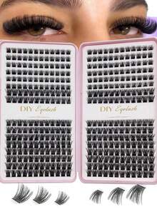384pcs Individual False Eyelashes, Eyelash Book, Cluster False Eyelashes, DIY Home Eyelash Extension, Cluster False Eyelashes, Individual False Eyelashes, False Eyelashes - Multicolor - View 2