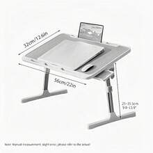 Silver Grey Ergonomic Lap Desk With Phone Slot & Drawer, Adjustable Laptop Bed Table For Home Office Study,Picnic & Travel - Silver-gray - View 2