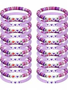 24 Pcs KoreaPop Bracelets For Women Kpop Merch Friendship Bracelets Fans Jewelry Gifts Birthday Cosplay Outfit Decor(The Letter P In The First Bracelet In The Picture Is Obscured By A Heart, And The Received Item Is K P Heart P)