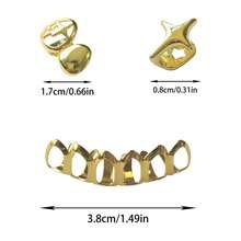 1 Set Dual-Tone Double Star Hollow-Out 6-Tooth Grillz, Unisex Everyday, Nightclub, Party Cool Accessory Teeth Grillz