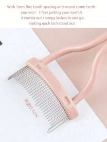 1pc Pink Dual-Ended Lash Comb: One End Deeply Combs Through Clumped Mascara, The Other End Grooms Small Areas Like Lash Tips And Lower Lashes - Fully Functional For Creating Perfect Eye Makeup. Can Also Be Used As An Eyebrow Brush, Eyeshadow Brush, And Spiral Brush. - Multicolor - View 3