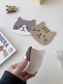 4pcs Cat Silicone Cup Coasters, Heat Resistant Mug Mats, Waterproof Tabletop Placemats, Thick & Heat-Proof - Multicolor - View 5