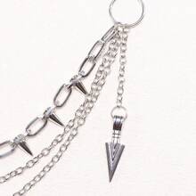 1pc Fashion Punk Metal Waist Chain, Multi-Layer Chain & Rivet Design Jeans Decoration, Versatile For Daily Wear, Men - Silver - View 7