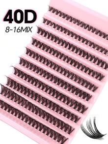 640/200pcs D Curl Individual Eyelashes High Capacity Eyelashes Book With Adhere Glue, Tweezers, Eyelash Brush, Beginner Friendly Fake Lashes Kit, Easy To Use, Diy At Home, Mixed Style False Lashes Extensions Kit, Starter Friendly Kit, Fluffy Thick And Natural Look Lashes, Suit For Daily/Light/Heavy/Cosplay/Night Party Eyes Makeup Beauty - Rose Red - View 13