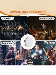 1pc Handheld Wooden Rattle Drum, Rhythmic Percussion Instrument, Single Row Metal Bells, Music Rattle Drum, Suitable For Parties And Karaoke (Drum Sticks Not Included) - Wood Color - View 7