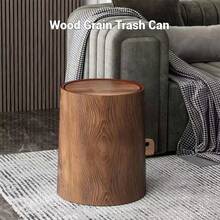 1 Stück minimalistischer Holzmaserung Mülleimer, schlankes platzsparendes Design, abnehmbarer geruchshemmender Deckel, hitzebeständige Oberfläche, modern & stilvolle, geeignet für Wohnzimmer/Badezimmer/Schlafzimmer/Büro/Studentenwohnheim, unverzichtbar für Apartmentlagerung, kleiner Abfalleimer, Papierkorb, Bürodekoration, platzsparende Lösung, unverzichtbar für die Hausorganisation - Verschiedenfarbig - Übersicht 4