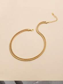 2pcs/set Street Style Women's Stainless Steel Necklace And Bracelet Set, Chunky Lock Chain For Aesthetic Look