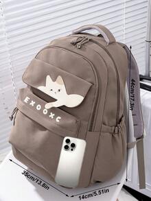 1 PC Brown Solid Color Animal Portable Travel Versatile Commuting Backpack,Multifunctional And Large Capacity Fashionable And Casual Large Capacity Portable Zipper School Bags,Travel Storage Stationery Storage,Vacation Essentials Satchel, Suitable For Earphones, Chargers, Lipstick, Cosmetics, Perfume, Skin Care And Beauty Products, Nurses, Students, Keys, Holiday Gifts - màu nâu - Xem 6