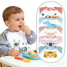 1pc Newborn Infant Reversible Feeding Bib, Baby Eating Smock, Unisex - Multicolor - View 1