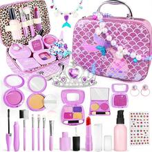 3-6+ Years Old Girls' Pretend Play Makeup Set, Mermaid Handbag, Gift Toy, Not Real Cosmetics