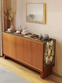 1pc Easter Table Runner With Floral Wreath And Rabbit Patterns | Elegant Polyester Printed Tablecloth For Spring/Summer, Ideal For Family Gatherings, Festive Decorations, And Hotel Displays - Camel - View 5