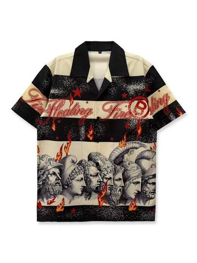 Áo sơ mi in họa tiết, Unisex, Áo đi biển, Màu đỏ, Phong cách Bohemian, Áo đi nghỉ mát, Thiết kế nghệ thuật, Trang phục thường ngày, Trang phục giới trẻ, Áo đi nghỉ dưỡng, Quà tặng ngày Valentine, Tay ngắn, Trang phục Hawaii