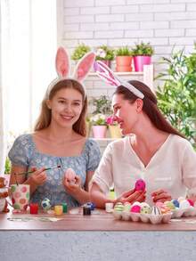 4 pezzi Set di forniture per feste di Pasqua, inclusi cerchietto con orecchie da coniglio, occhiali di Pasqua, stile unisex, decorazioni pasquali per la casa, accessori per foto di gruppo e decorazioni per feste di primavera. - Multicolore - Visualizzare 9