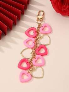 1个/2个装 时尚优雅粉色、紫红色、金色心形吊坠挂件，适合日常佩戴、情人节、派对、包包装饰、车钥匙链、送朋友的礼物 - 彩色 - 查看 5