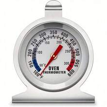 1pc Oven Thermometer, Range 50-300°C/100-600°F, 430 Stainless Steel Material, High Temperature Resistant Glass, Automatic Sensing, Accurate Temperature Measurement, Suitable For Kitchen, Cooking, Baking - Silver - View 10