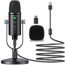Aveek Mercase USB Condenser Microphone Full Metal Reverb Noise-Canceling Microphone For Podcasting, Streaming, Recording On Phone, Plug & Play, Quick Mute, Metal Stand With 360° Rotation - Black - View 2