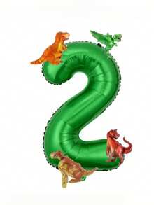 5 Stück Dinosaurier Grüne Zahl Ballons, 32 Zoll extra große grüne Folien-Zahl Ballons mit 4 Mini Dinosaurier Ballons, gemischte Farbe Gummi Dinosaurier Film Ballon Set, geeignet für Geburtstags-Party Dekoration, 1. Geburtstag, Weihnachtsdekoration - Grün - Übersicht 14