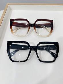 1pc Women's Casual Retro Square Large Frame Black Fashion Plain Glasses, Suitable For Daily Wear And Street Photography - Multicolor - View 15