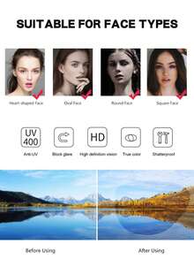 1pc Unisex Fashion Minimalist Rimless Metal Glasses - Gold - View 10