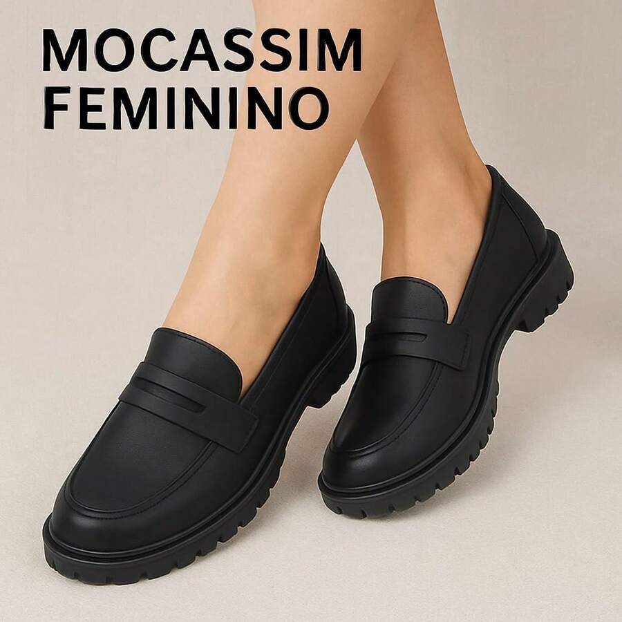 Women's Loafers: Rubberized, Closed Footwear For Cold Days - BLACK - View 1