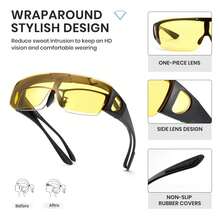 时尚夜视驾驶眼镜 - 防眩光、时尚、男女通用日夜驾驶眼镜 - 防紫外线、视野清晰、佩戴舒适 - 彩色 - 查看 9