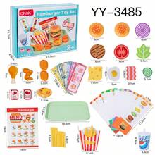 Kids Pretend Play Hamburger, Fries, Fried Chicken Meal Set, DIY Realistic Food Toy Playset, Suitable For Children 2+ Years Old, Food Recognition & Hamburger Making Roleplay Game Toy Set - Multicolor - View 3
