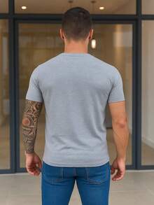 Men's Peruvian T-Shirt, 40.1 Thread Count With Elastane, Imported, Basic Style - Gris - Ver 2