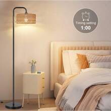 Farmhouse Floor Lamp, 68''Tall Lamp For Living Room With Remote 3 Color Temperatures Boho Standing Lamp With Rattan Shades For Bedroom Study Room Office Hotel, Bulb Include,Home Deocr Living Room,Mueble De Sala,Room Deocr,Bedroom Furniture - 美規A型插(110-127V) - 查看 1