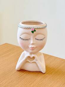 1个简约心形女孩桌面收纳盒 - 化妆刷及办公用品收纳架，优雅的化妆刷收纳设计，适合女孩、学生和女性，适用于度假、海滩、浴室、卧室等多种场合，大容量 - 彩色 - 查看 6