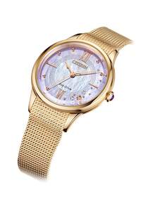 CITIZEN Stylish Rose Gold Watch For Women Classic Quartz Watch Stainless Steel Mother Of Pearl Dial - Gold - View 8