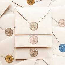 10pcs Wax Seal Stickers, Wax Seal Stamp Stickers, Finished Leaf Branch Camellia Leaf Wax Seal Closure Stickers, For Envelopes