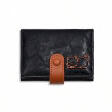 Cat Design Lightweight Multi-Card Slots Coin Purse Trifold Wallet, Gift For Women