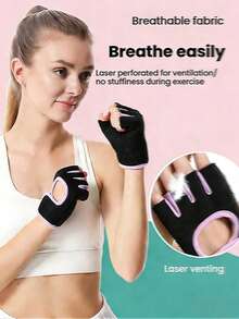 1 Pair Unisex Breathable Fitness Workout Gloves, Suitable For Basketball, Dumbbell, Weightlifting Training, Pull-Up Bar, Cycling, Half Finger Anti-Slip Sports Gloves, Women Gym Gloves, Fitness Accessories, Workout, Gym, Home Exercise, Women Fitness Gloves, Boxing Gloves, Gym Gloves, Men Fitness Gloves