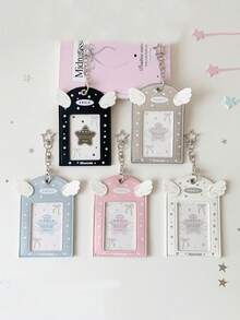 1件套女孩心形天使翅膀3英寸镂空吊坠卡片套装 学生追星者小卡片展示卡套装 校园卡包 - 彩色 - 查看 4