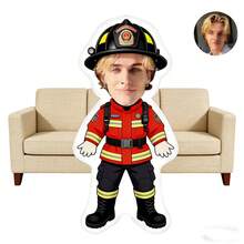 个性化脸型抱枕 - 个性化幽默照片抱枕，栩栩如生的猫狗肖像，生日、情人节、圣诞节、万圣节、感恩节的理想趣味礼物 - 消防員 - 查看 6