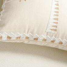 1个18x18英寸棕色椰子树农场风格刺绣抱枕套，春夏装饰靠垫套，方形乡村风花卉枕套（不含枕芯） - 米色 - 查看 6