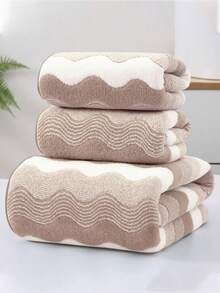 1条/2条装现代简约珊瑚绒浴巾，超柔软吸水，特大尺寸，速干，不掉毛，桑拿浴巾，高品质，轻便，客用毛巾，送给伴侣的最佳礼物，毛巾尺寸：34*75厘米，浴巾尺寸：70*140厘米 - 彩色 - 查看 5