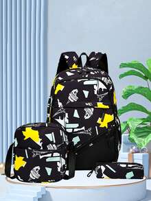 3pcs/Set Kids Fashionable Printed School Backpack Set - Multicolor - View 7