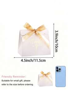 10pcs/5pcs/1pc Small Gift Bags, Dimensions 4.5x1.8x3.9 Inches, Compact Thank-You Gift Bags, Mini Gift Bags With Bows, Red Kraft Paper Bow Ribbon Mini Thank-You Gift Bags, Red Pattern Paper Gift Bags, Suitable, Small Paper Gift Bags With Gilding Patterns, Mini Candy Bags, Small Paper Gift Bags With Gilding Patterns Mini Candy Bags - White - View 7
