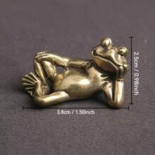 Vintage Style Elephant Statue - Brass Frog Statue - Collectible Brass Animal Statue - Home Decor Indoor Accent - Suitable For Home, Bedroom, Living Room - Charming Desktop Decorative Craft - Creative Design For Sleeping Frog - Multicolor - View 2