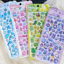 3/4pcs Random Cartoon 3D Embossed Jelly Stickers, DIY Scrapbooking Decorative Stickers, Cute Stickers - Multicolor - View 6