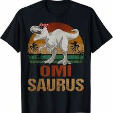 Omisaurus Dinosaur Omi Saurus Vintage Mother's Day T-Shirt - 黑色 - 查看 1