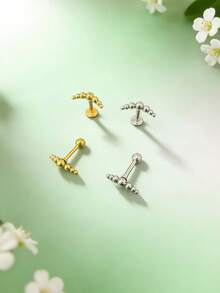 1pc All Stainless Steel Hot 7 Ball Ear Bone Nail Series Earrings Flat Bottom Rod Labret Fashion Piercing Jewelry